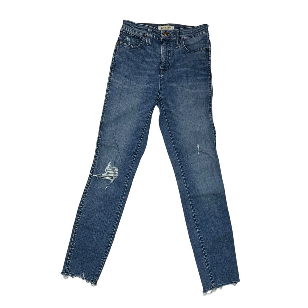 Madewell Curvy High Rise Skinny Jeans Distressed Hem - Picture 4 of 10